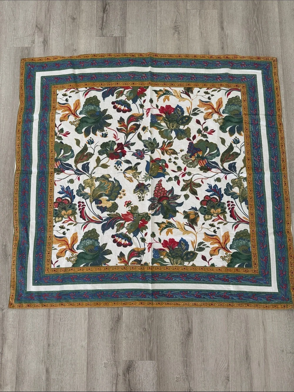 HANDPRINT India COTTON TABLECLOTH Kalamkari Floral Motif 51